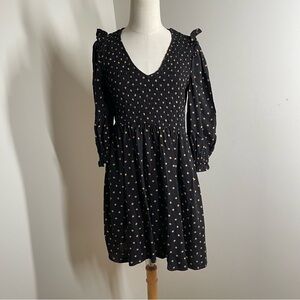 Madewell Women’s Lucie- SZ XS -V-Neck Smocked 1/2 Sleeve Polka Dot Mini Dress